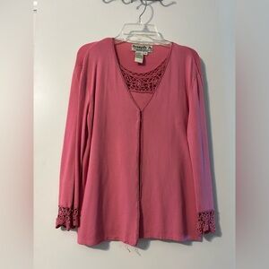 Joseph A Rose Cardigan Set with Crochet Detail